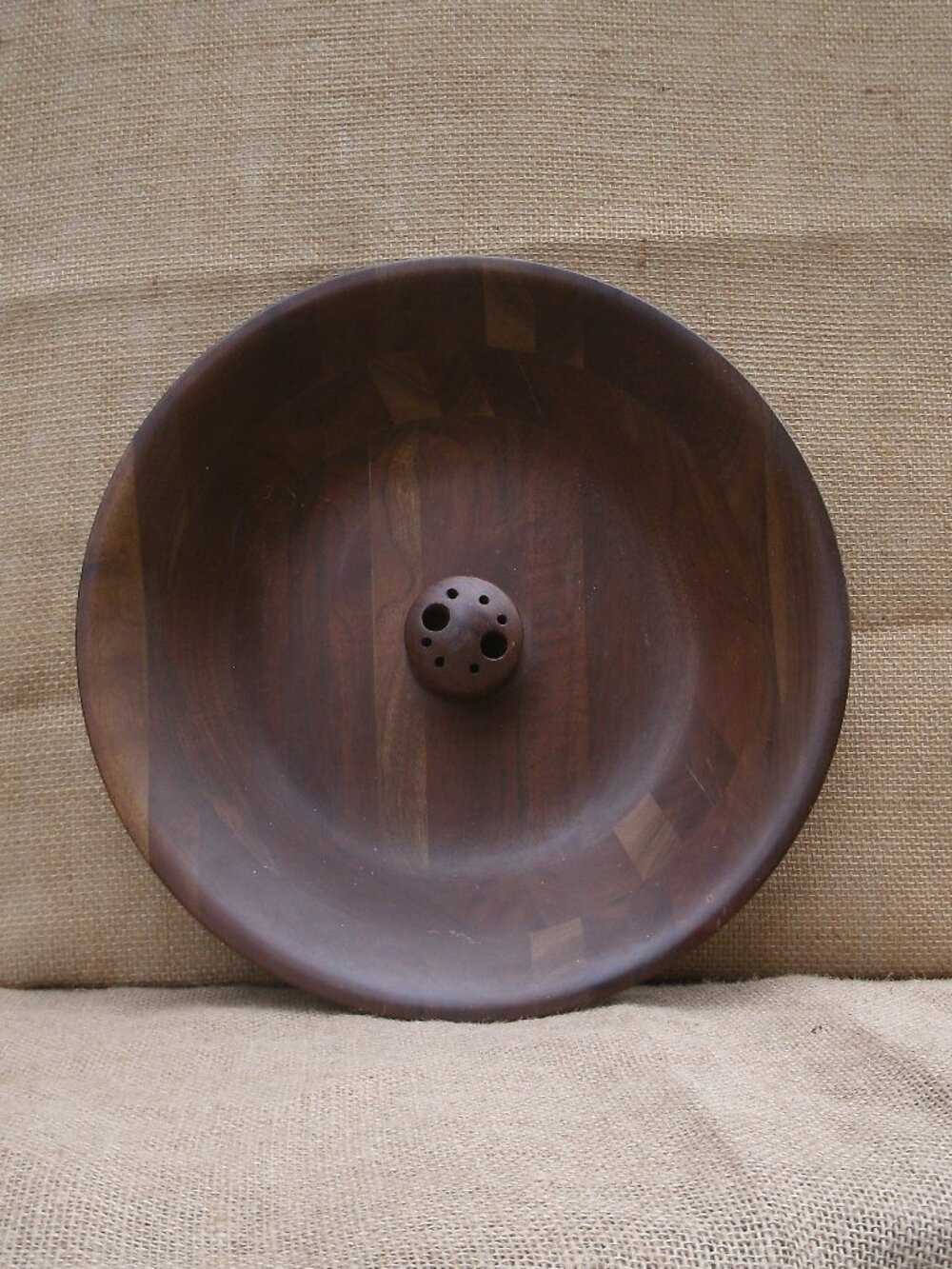 Vintage Vermillion Walnut Wood Nut Bowl